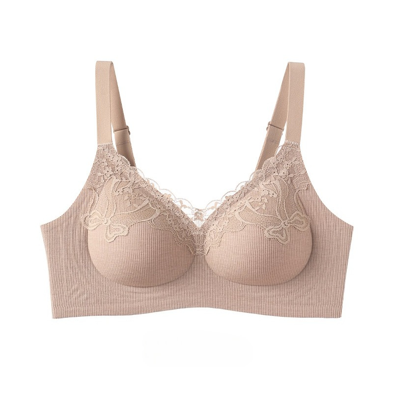 Women Fashion Ribbed Lace Bral - Wirefree Bra Comfort recension och pris